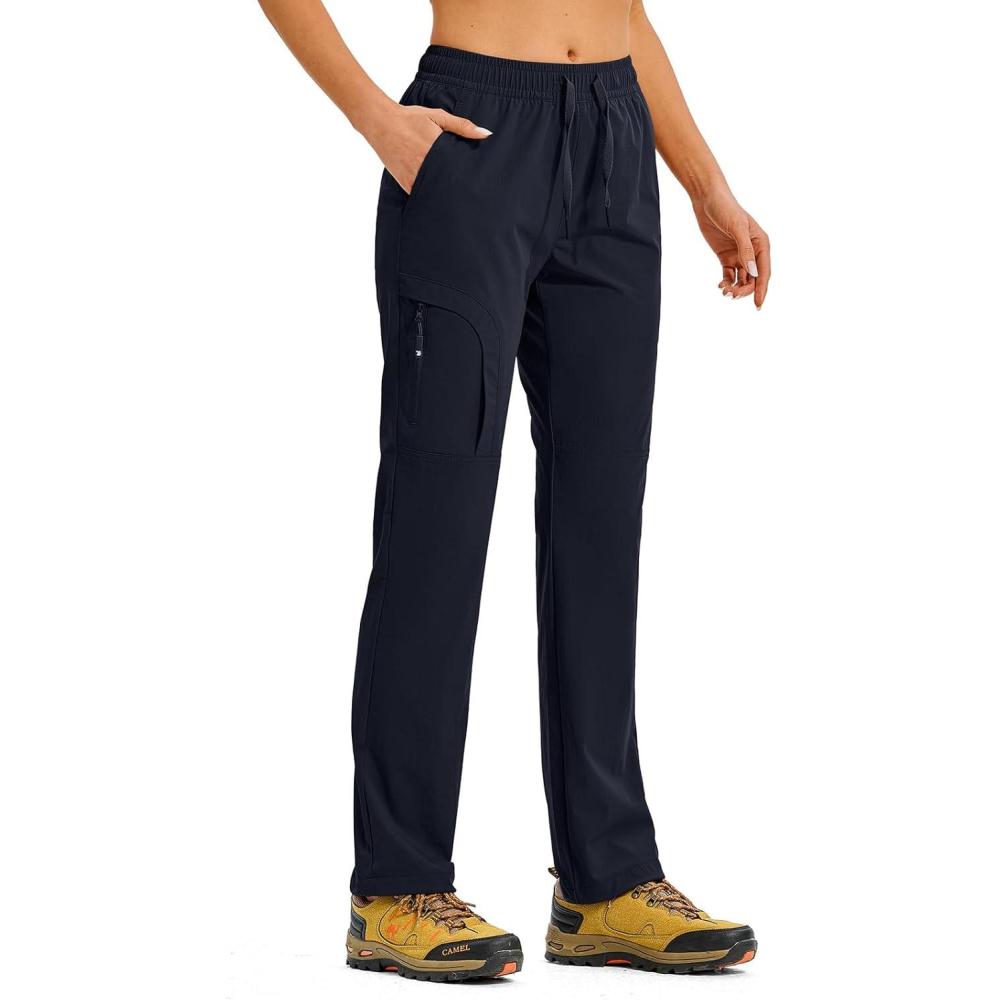 imageTBMPOY Womens Hiking Pants Water Resistant Lightweight Quick Dry Cargo Travel Fishing Work Camping Pant with 4 PocketsNavy