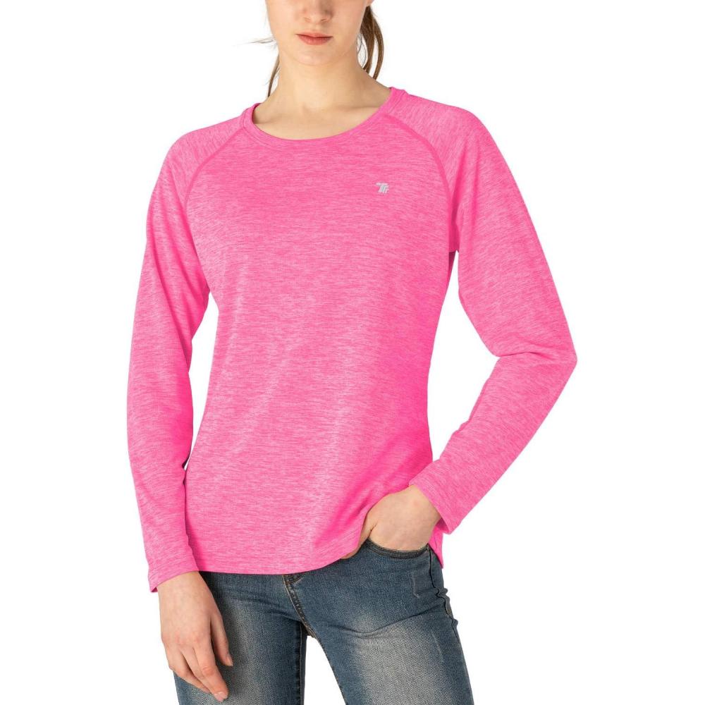 imageTBMPOY Womens UPF 50 Sun Protection Long Sleeve Shirts SPF Lightweight Hiking Running Fishing Outdoor Tops11rose