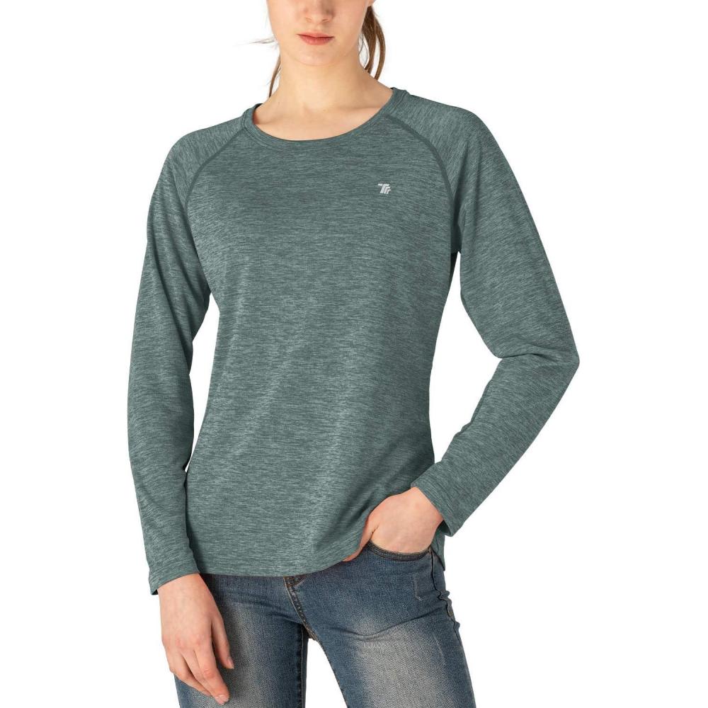 imageTBMPOY Womens UPF 50 Sun Protection Long Sleeve Shirts SPF Lightweight Hiking Running Fishing Outdoor Tops6cyan
