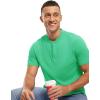 imageTBMPOY Mens Henley Polo Shirts Short Sleeve Casual TShirt Lightweight Collarless Work Outdoor Golf ShirtsGreen