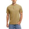 imageTBMPOY Mens Henley Polo Shirts Short Sleeve Casual TShirt Lightweight Collarless Work Outdoor Golf ShirtsKhaki