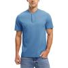 imageTBMPOY Mens Henley Polo Shirts Short Sleeve Casual TShirt Lightweight Collarless Work Outdoor Golf ShirtsLight Blue