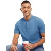 imageTBMPOY Mens Henley Polo Shirts Short Sleeve Casual TShirt Lightweight Collarless Work Outdoor Golf ShirtsLight Blue