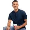 imageTBMPOY Mens Henley Polo Shirts Short Sleeve Casual TShirt Lightweight Collarless Work Outdoor Golf ShirtsNavy