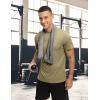 imageTBMPOY Mens Hiking Shirts Short Sleeve Athletic Dry Fit Waterproof Shirts Running Gym Active Performance T Shirts Khaki XL