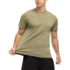 imageTBMPOY Mens Hiking Shirts Short Sleeve Athletic Dry Fit Waterproof Shirts Running Gym Active Performance T Shirts Khaki XL