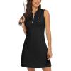 imageTBMPOY Womens Golf Polo Dress Sleeveless Zip Up Lightweight Tennis Workout UPF 50 Quick Dry Athletic Sports Black M