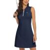 imageTBMPOY Womens Golf Polo Dress Sleeveless Zip Up Lightweight Tennis Workout UPF 50 Quick Dry Athletic Sports Navy L
