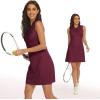 imageTBMPOY Womens Golf Polo Dress Sleeveless Zip Up Lightweight Tennis Workout UPF 50 Quick Dry Athletic Sports Purplish Red L
