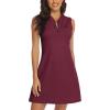 imageTBMPOY Womens Golf Polo Dress Sleeveless Zip Up Lightweight Tennis Workout UPF 50 Quick Dry Athletic Sports Purplish Red L