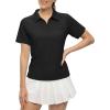 imageTBMPOY Womens Golf Polo Shirts Short Sleeve UPF 50 Dry Fit Athletic Tennis TShirts Zip Up Athletic Sports ShirtBlack