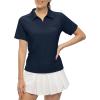 imageTBMPOY Womens Golf Polo Shirts Short Sleeve UPF 50 Dry Fit Athletic Tennis TShirts Zip Up Athletic Sports ShirtNavy
