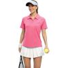 imageTBMPOY Womens Golf Polo Shirts Short Sleeve UPF 50 Dry Fit Athletic Tennis TShirts Zip Up Athletic Sports ShirtRose