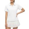 imageTBMPOY Womens Golf Polo Shirts Short Sleeve UPF 50 Dry Fit Athletic Tennis TShirts Zip Up Athletic Sports ShirtWhite