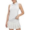 imageTBMPOY Womens Golf Polo Shirts Sleeveless Tank Tops Tennis Shirts Racerback with Zip Up Collar Athletic Tops LightweightWhite