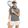 imageTBMPOY Womens Golf Polo Short Sleeve Shirts Lightweight Moisture Wicking Collared T Shirt Quick Dry 4ButtonA5dark Grey