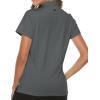 imageTBMPOY Womens Golf Polo Short Sleeve Shirts Lightweight Moisture Wicking Collared T Shirt Quick Dry 4ButtonD24medium Grey