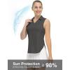 imageTBMPOY Womens Golf Sleeveless Polo Collared Tennis Tank Tops Shirts UPF 50 Sun Protection Quick Dry AthleticDeep Gray
