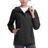 imageTBMPOY Womens Lightweight Rain Long Jackets Packable with Hooded Outdoor Hiking Waterproof Windbreaker Raincoats TravelBlack