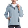 imageTBMPOY Womens Lightweight Rain Long Jackets Packable with Hooded Outdoor Hiking Waterproof Windbreaker Raincoats TravelLight Blue