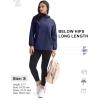imageTBMPOY Womens Lightweight Rain Long Jackets Packable with Hooded Outdoor Hiking Waterproof Windbreaker Raincoats TravelNavy Blue