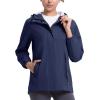 imageTBMPOY Womens Lightweight Rain Long Jackets Packable with Hooded Outdoor Hiking Waterproof Windbreaker Raincoats TravelNavy Blue