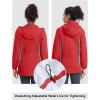 imageTBMPOY Womens Lightweight Rain Long Jackets Packable with Hooded Outdoor Hiking Waterproof Windbreaker Raincoats TravelRed