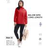 imageTBMPOY Womens Lightweight Rain Long Jackets Packable with Hooded Outdoor Hiking Waterproof Windbreaker Raincoats TravelRed