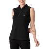 imageTBMPOY Womens Sleeveless Golf Polo Shirts UPF 50 Tennis Tank Tops Quick Dry Zip Up12black