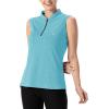 imageTBMPOY Womens Sleeveless Golf Polo Shirts UPF 50 Tennis Tank Tops Quick Dry Zip Up2light Blue