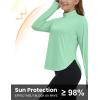 imageTBMPOY Womens Sun Shirt 14 Zipper Long Sleeve UPF 50 Sun Protection Clothing UV SPF Hiking OutdoorLight Green