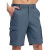 imageTBMPOY Mens Hiking Cargo Shorts 9quot Quick Dry Stretch Work Golf Shorts Outdoor 5 Pockets Elastic Waist for Travel CasualDenim Blue