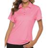 imageTBMPOY Womens Golf Polo Short Sleeve Shirts Lightweight Moisture Wicking Collared T Shirt Quick Dry 4ButtonD20sachet Pink