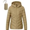 imageTBMPOY Womens Packable Down Jacket Lightweight Winter Puffer Jacket Hooded Warm Coat Waterproof Quilted Thermal JacketsKhaki