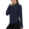 imageTBMPOY Womens Sun Shirt 14 Zipper Long Sleeve UPF 50 Sun Protection Clothing UV SPF Hiking OutdoorNavy Blue