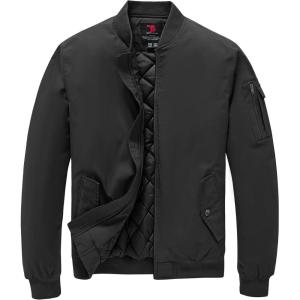 imageTBMPOY Mens Bomber Jacket Lightweight Winter Windbreaker Zip Up Padded Softshell Windproof WaterResistant Casual Fall Coat1black