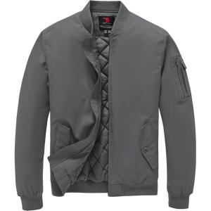 imageTBMPOY Mens Bomber Jacket Lightweight Winter Windbreaker Zip Up Padded Softshell Windproof WaterResistant Casual Fall Coat2dark Grey