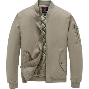imageTBMPOY Mens Bomber Jacket Lightweight Winter Windbreaker Zip Up Padded Softshell Windproof WaterResistant Casual Fall Coat3khaki