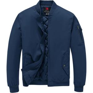 imageTBMPOY Mens Bomber Jacket Lightweight Winter Windbreaker Zip Up Padded Softshell Windproof WaterResistant Casual Fall Coat4navy