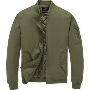 imageTBMPOY Mens Bomber Jacket Lightweight Winter Windbreaker Zip Up Padded Softshell Windproof WaterResistant Casual Fall Coat5army Green