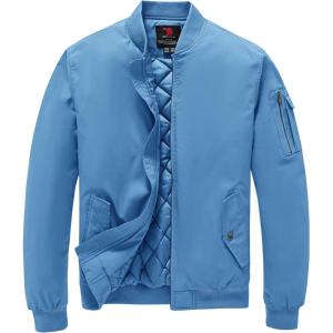 imageTBMPOY Mens Bomber Jacket Lightweight Winter Windbreaker Zip Up Padded Softshell Windproof WaterResistant Casual Fall Coat6stone Blue