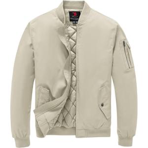 imageTBMPOY Mens Bomber Jacket Lightweight Winter Windbreaker Zip Up Padded Softshell Windproof WaterResistant Casual Fall Coat7lightweight Khaki