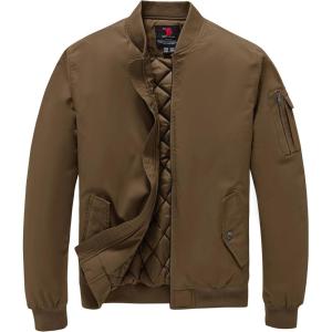 imageTBMPOY Mens Bomber Jacket Lightweight Winter Windbreaker Zip Up Padded Softshell Windproof WaterResistant Casual Fall Coat8dark Coffee