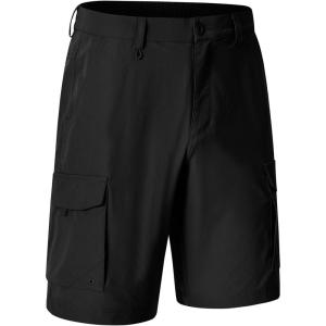 imageTBMPOY Mens Hiking Cargo Shorts 9quot Quick Dry Stretch Work Golf Shorts Outdoor 5 Pockets Elastic Waist for Travel CasualBlack