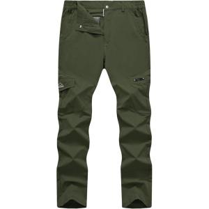 imageTBMPOY Mens Hiking Pants Lightweight 6 Cargo Pockets Quick Dry Water Resistant Outdoor Travel Work Fishing2army Green
