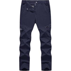 imageTBMPOY Mens Hiking Pants Lightweight 6 Cargo Pockets Quick Dry Water Resistant Outdoor Travel Work Fishing2navy