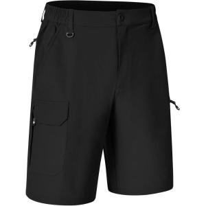 imageTBMPOY Mens Hiking Shorts Quick Dry 6 Cargo Pockets Water Resistants Stretch Shorts with PocketsBlack