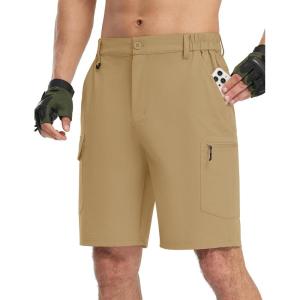 imageTBMPOY Mens Hiking Shorts Quick Dry 6 Cargo Pockets Water Resistants Stretch Shorts with PocketsKhaki
