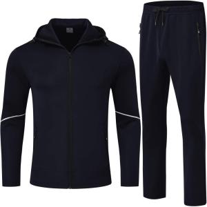 imageTBMPOY Mens Hooded Tracksuits Sweatsuits 2 Piece Sets Jogging Track Sweat Suit Workout Gym Warm Up Outfits with HoodieDark Blue