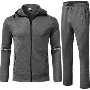 imageTBMPOY Mens Hooded Tracksuits Sweatsuits 2 Piece Sets Jogging Track Sweat Suit Workout Gym Warm Up Outfits with HoodieDark Gray